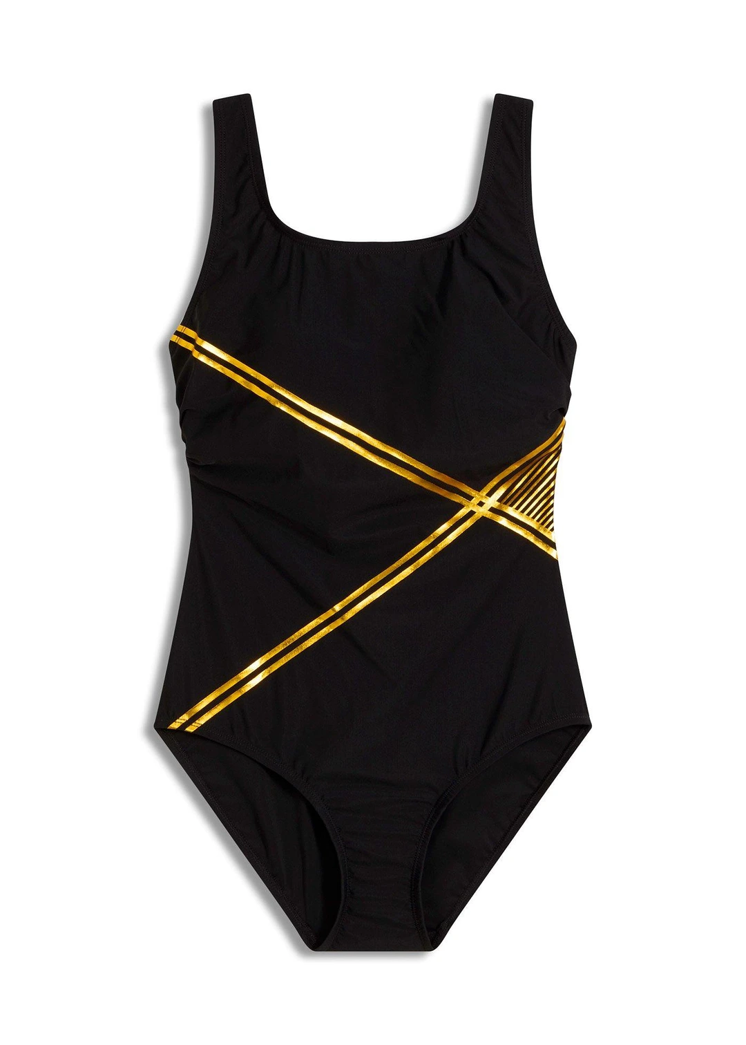 Maillot 1 pièce sculptant à détails dorés, maintien léger