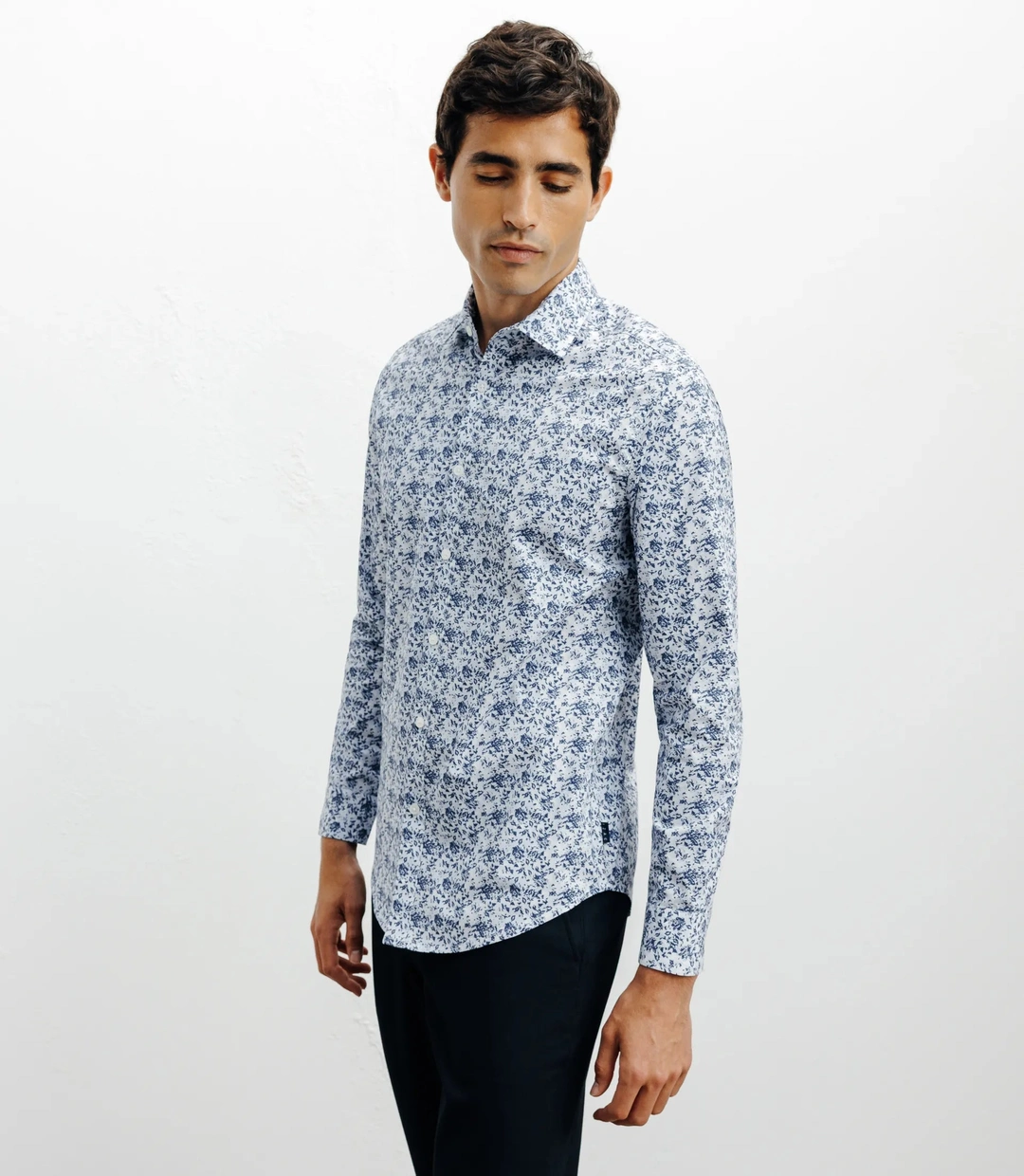 IZAC - Chemise casual imprimé fleurs ciel
