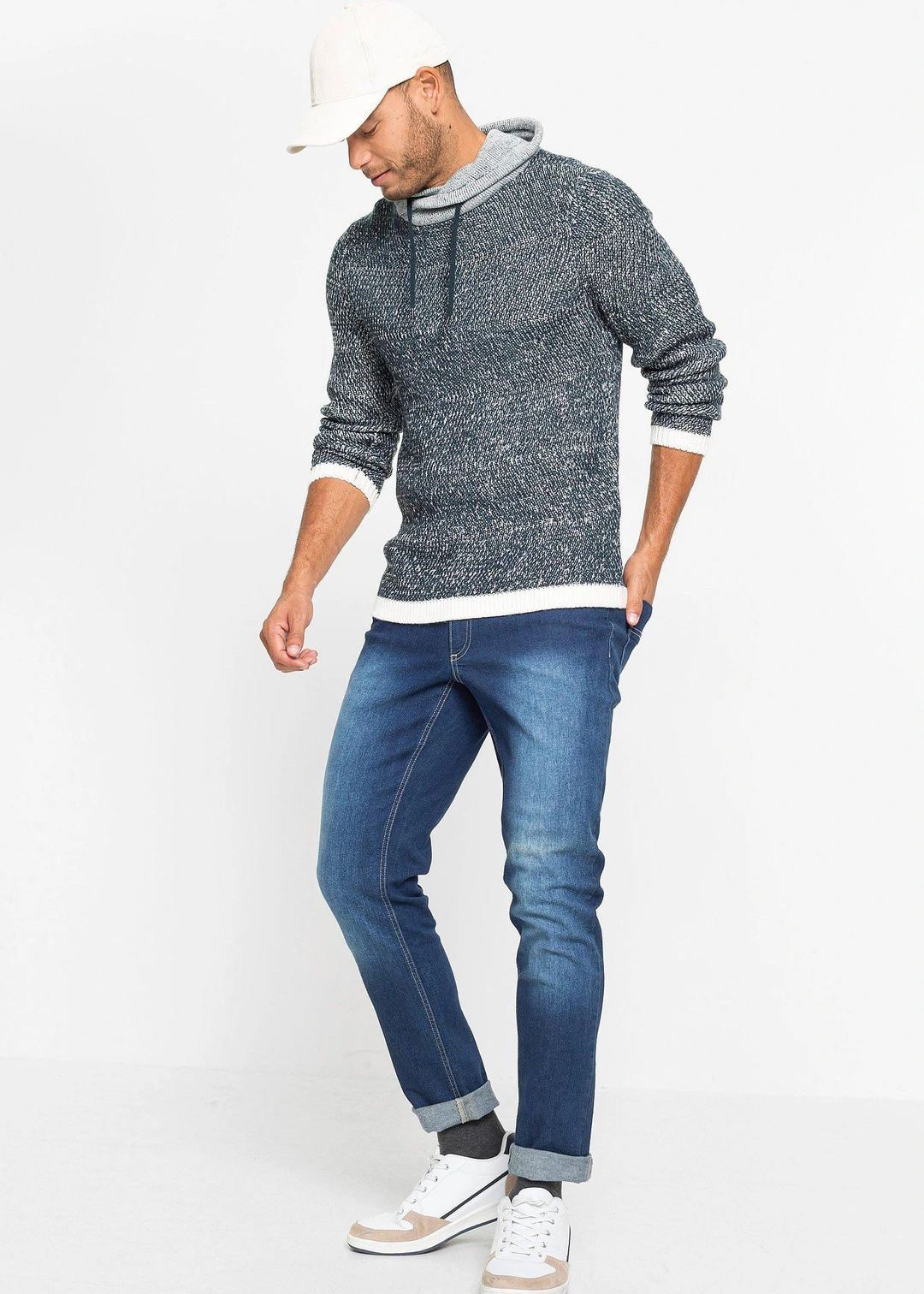 Pull à col châle et détails contrastants - 2