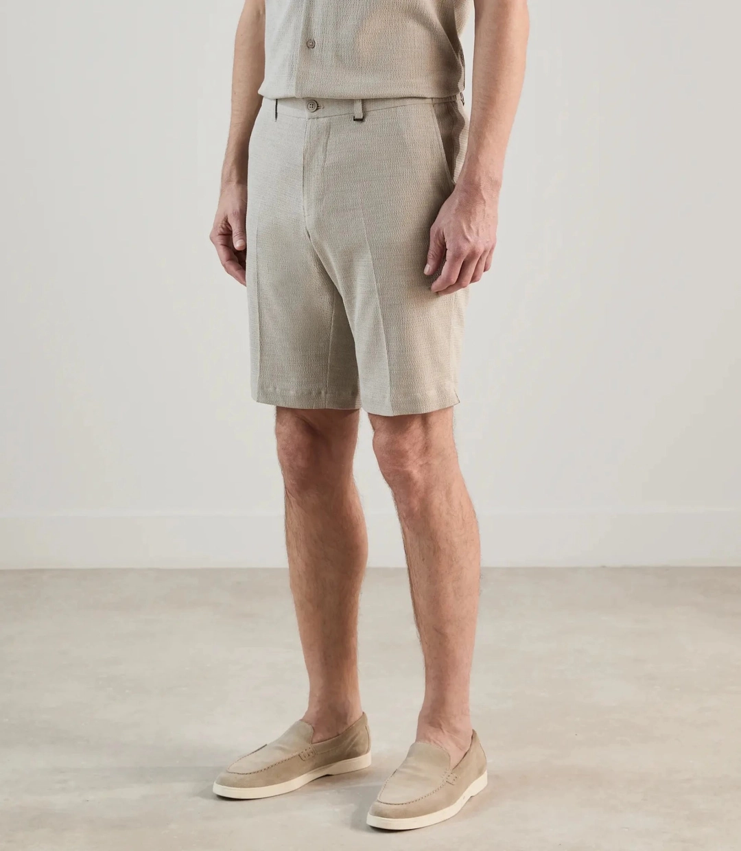 IZAC - Bermuda à taille élastiquée beige