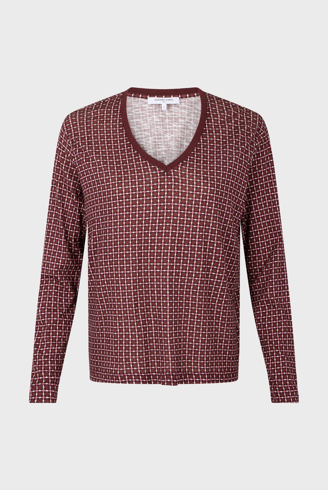 T-shirt imprimé géométrique - AYLA - Bordeaux - 7