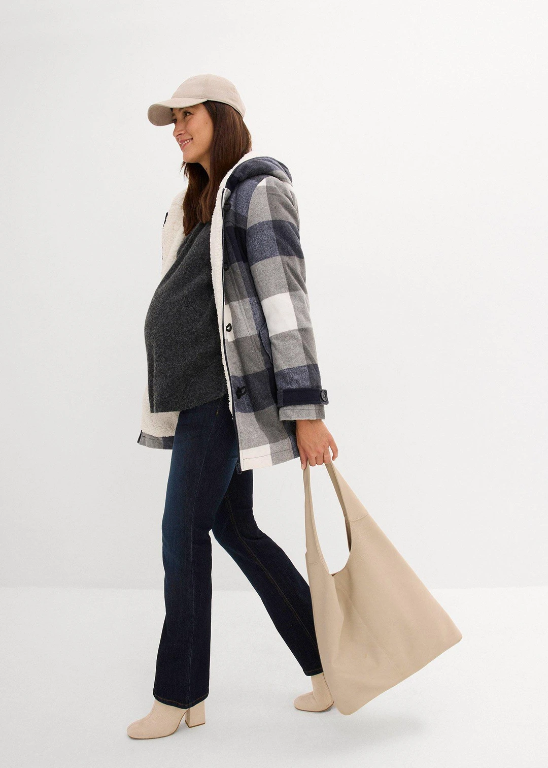 Veste de grossesse et de portage en laine avec doublure peluche