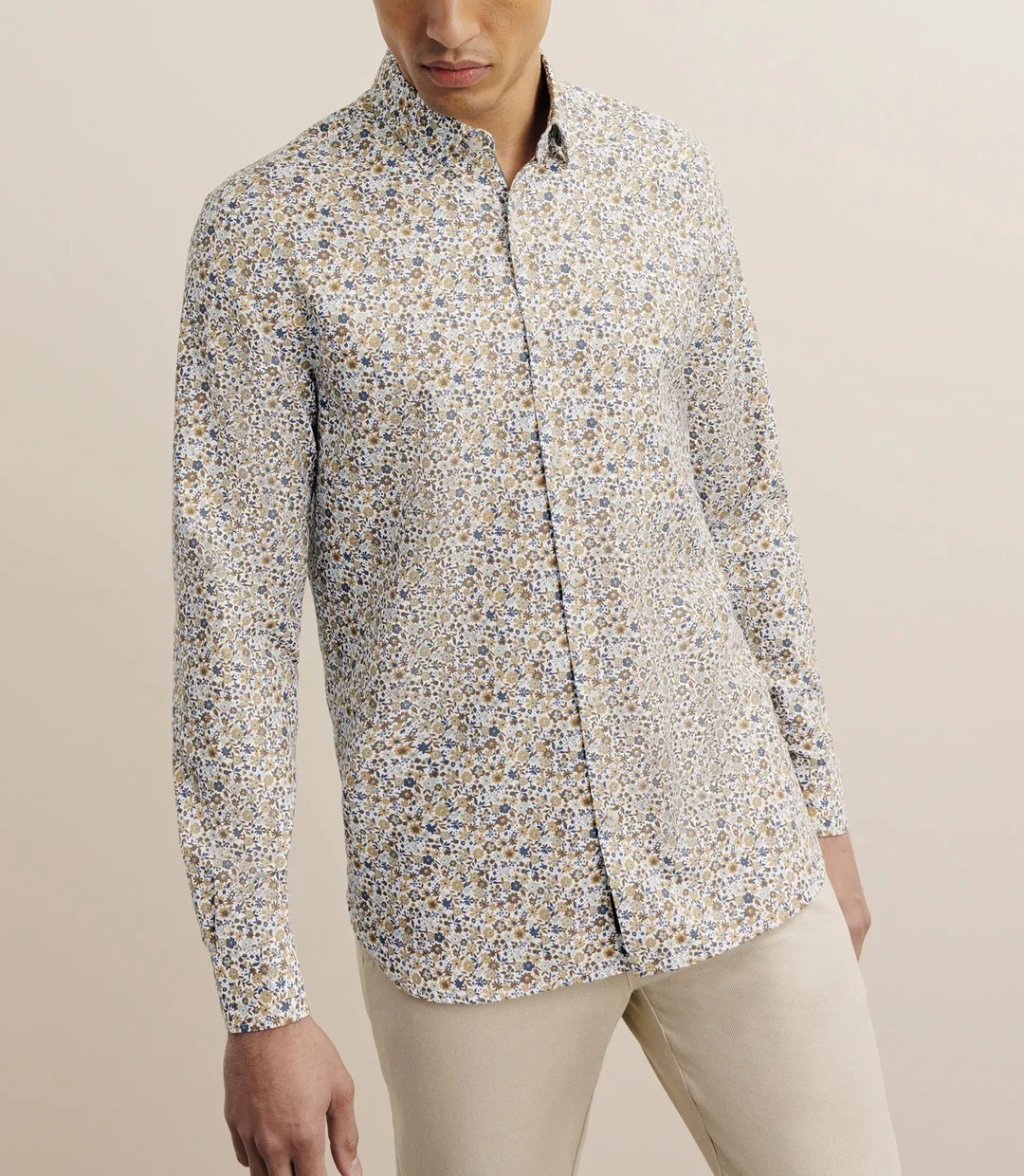 IZAC - Chemise imprimée à fleurs camel