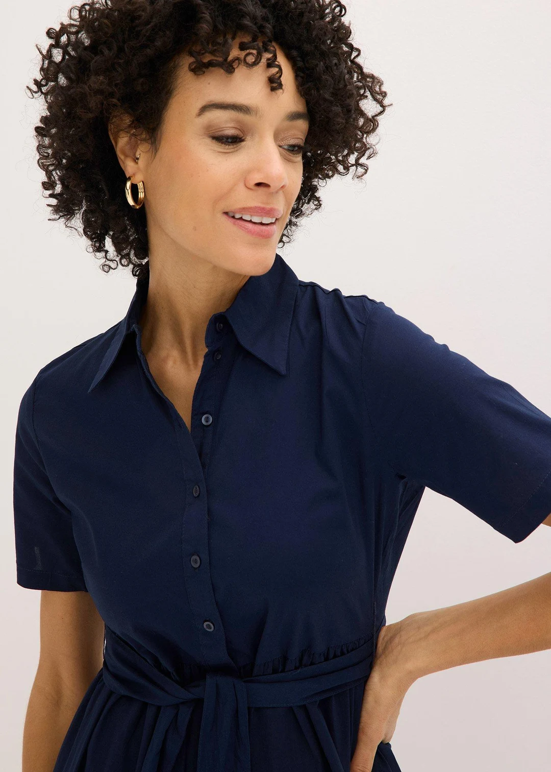 Robe-chemise en coton extensible - 3