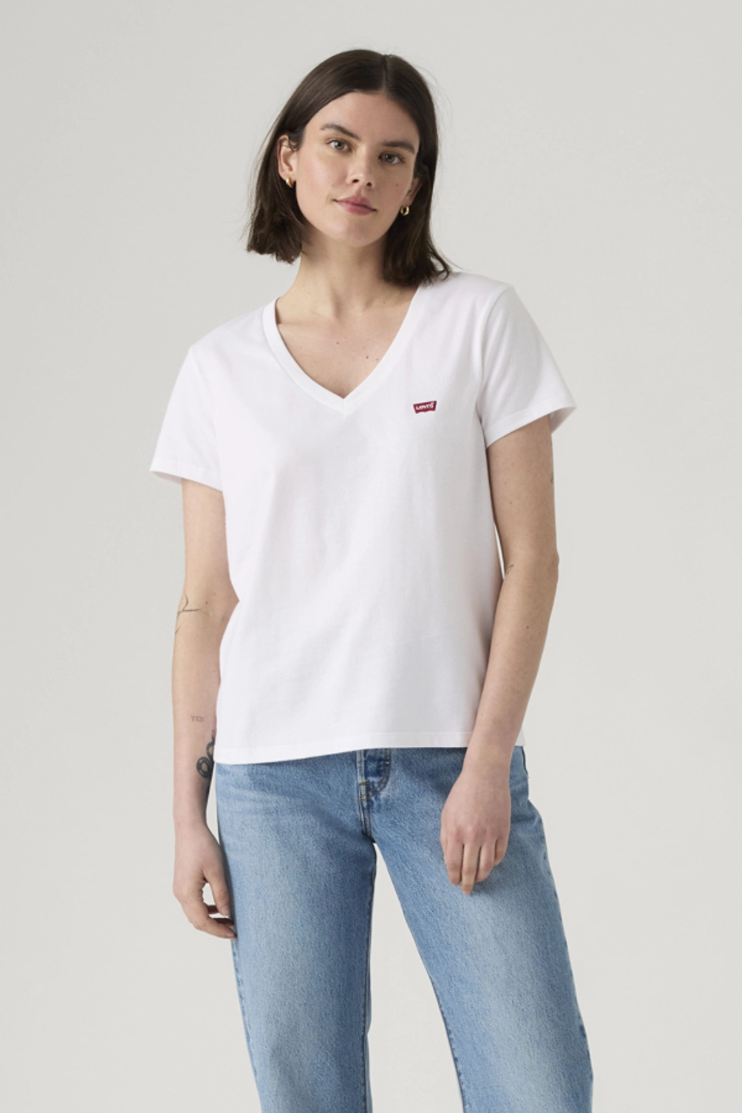 Levi's T Shirt Col V Perfect (lot De 2) - Femme - Multicolore / 2 Pack V Neck White + & Caviar - 2XS - 2