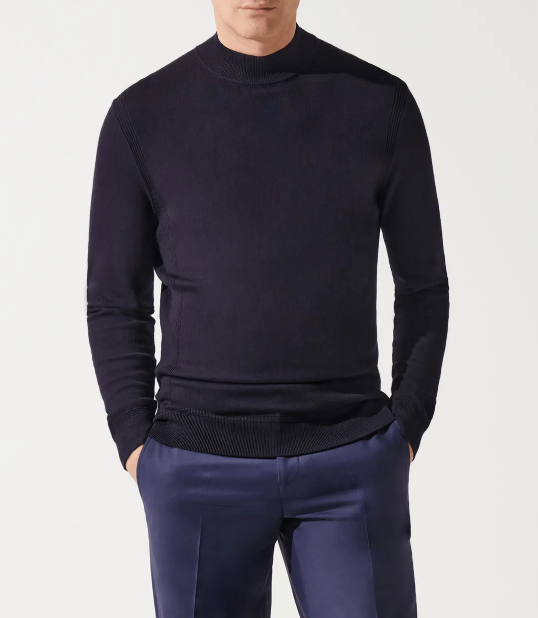 IZAC - Pull col rond rayé marine