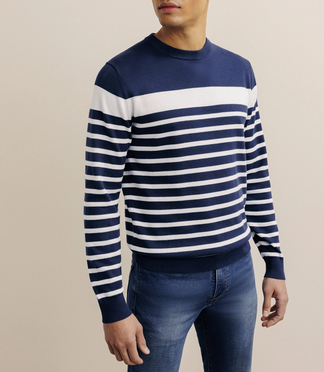 IZAC - Pull col rond marinière marine