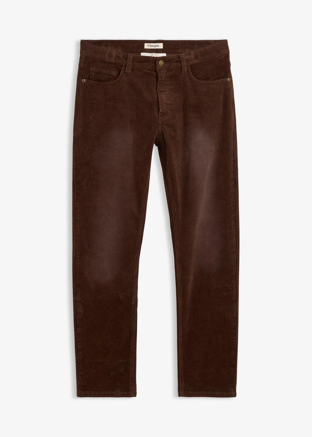 Pantalon droit en velours côtelé extensible aspect délavé, regular
