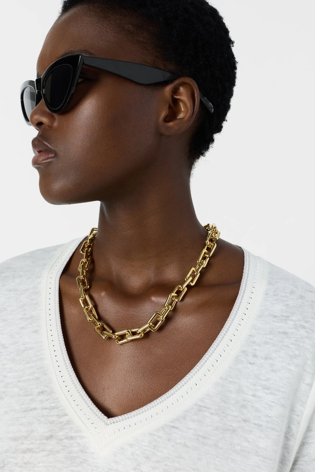 T-shirt V en lin à lurex - MIRANA - Marron