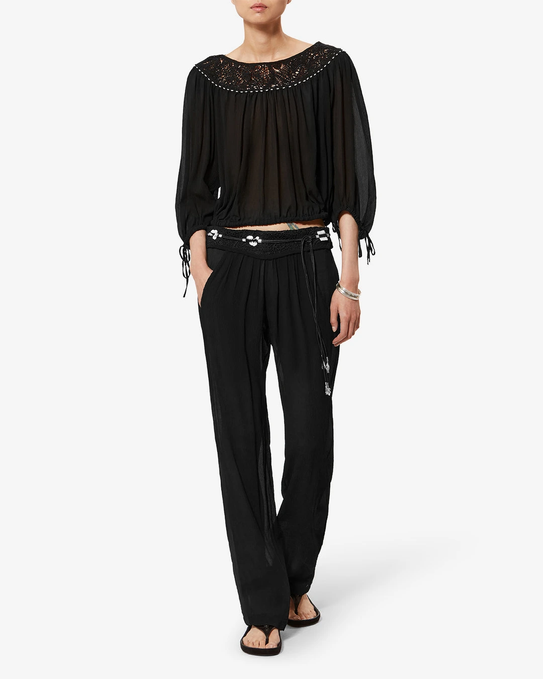 Pantalon Guylene - Femme - Noir - Taille42 - Isabel Marant - Collection Été Femme - Nouvelle Collection Capsule La Riviera - 4