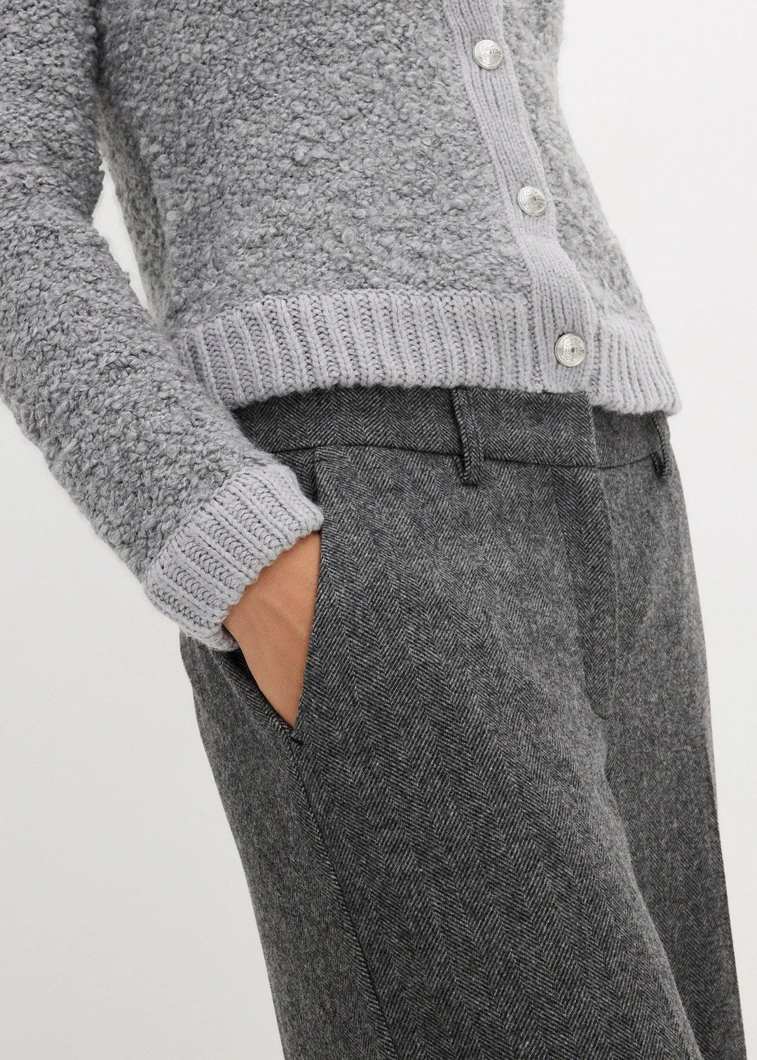 Pantalon à motif chevrons, laine majoritaire - 3