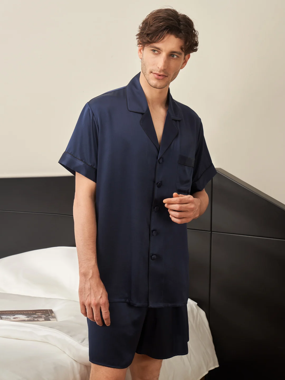 LILYSILK Pyjama en Soie M Bleu Marine