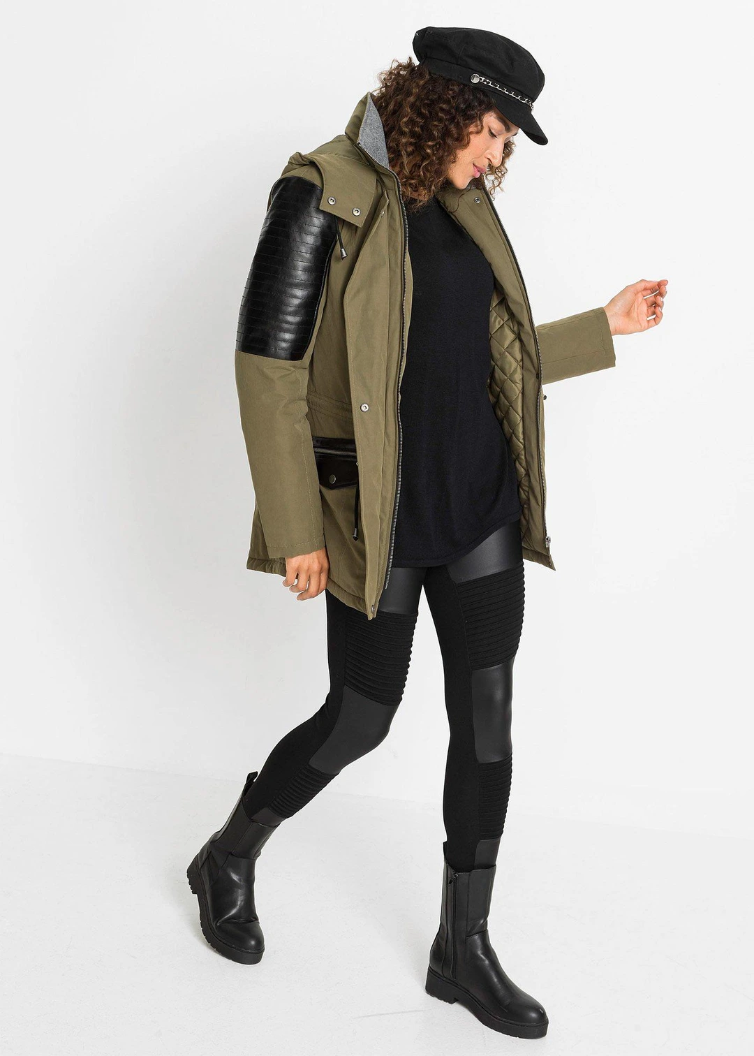 Parka à empiècements contrastants