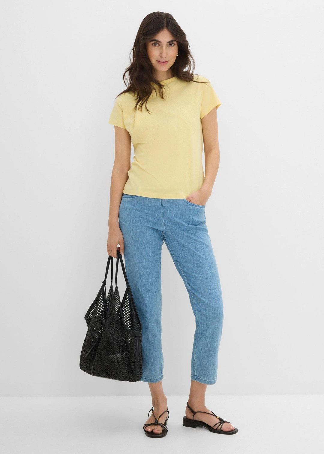 Lot de 2 pantalons 7/8 droits, taille mi-haute élastiquée - 2