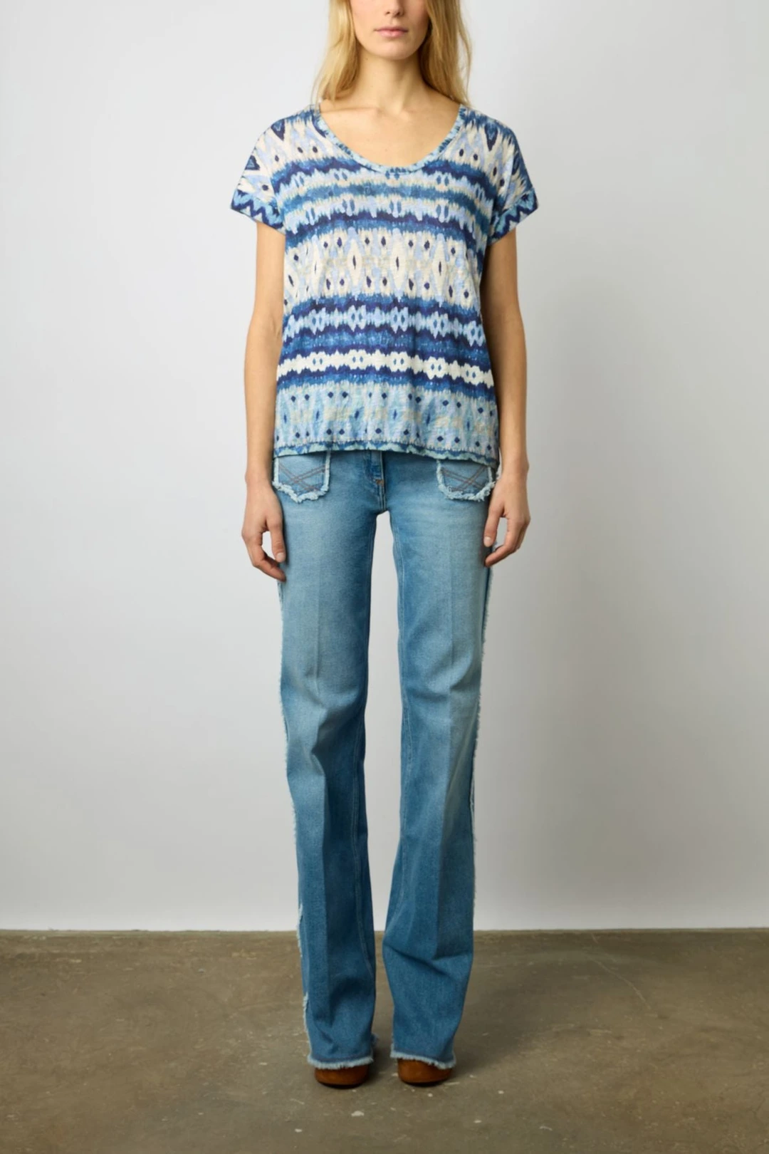 T-shirt col rond tie and dye – MARCELE - Ecru - 6