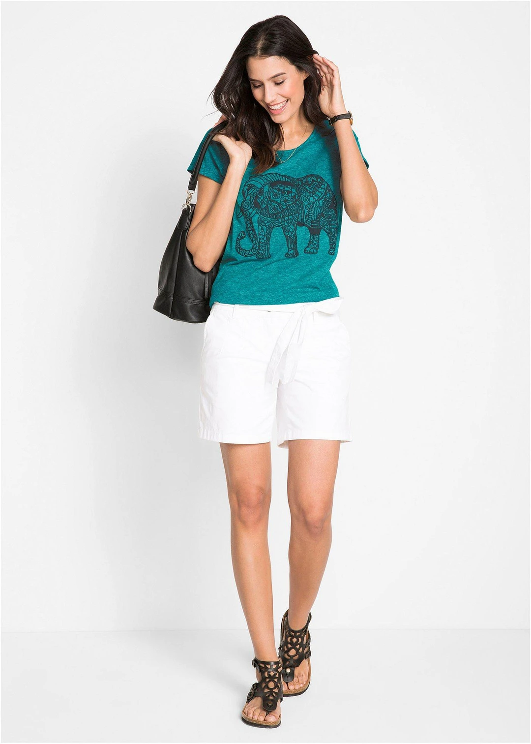 T-shirt en coton avec imprimé devant, manches courtes