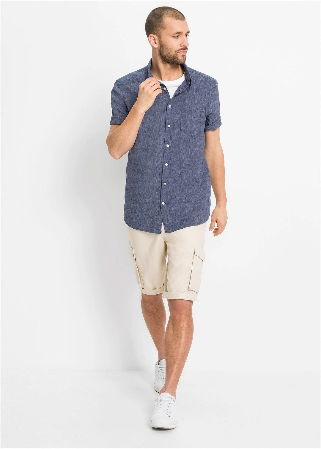 Chemise manches courtes en lin mélangé