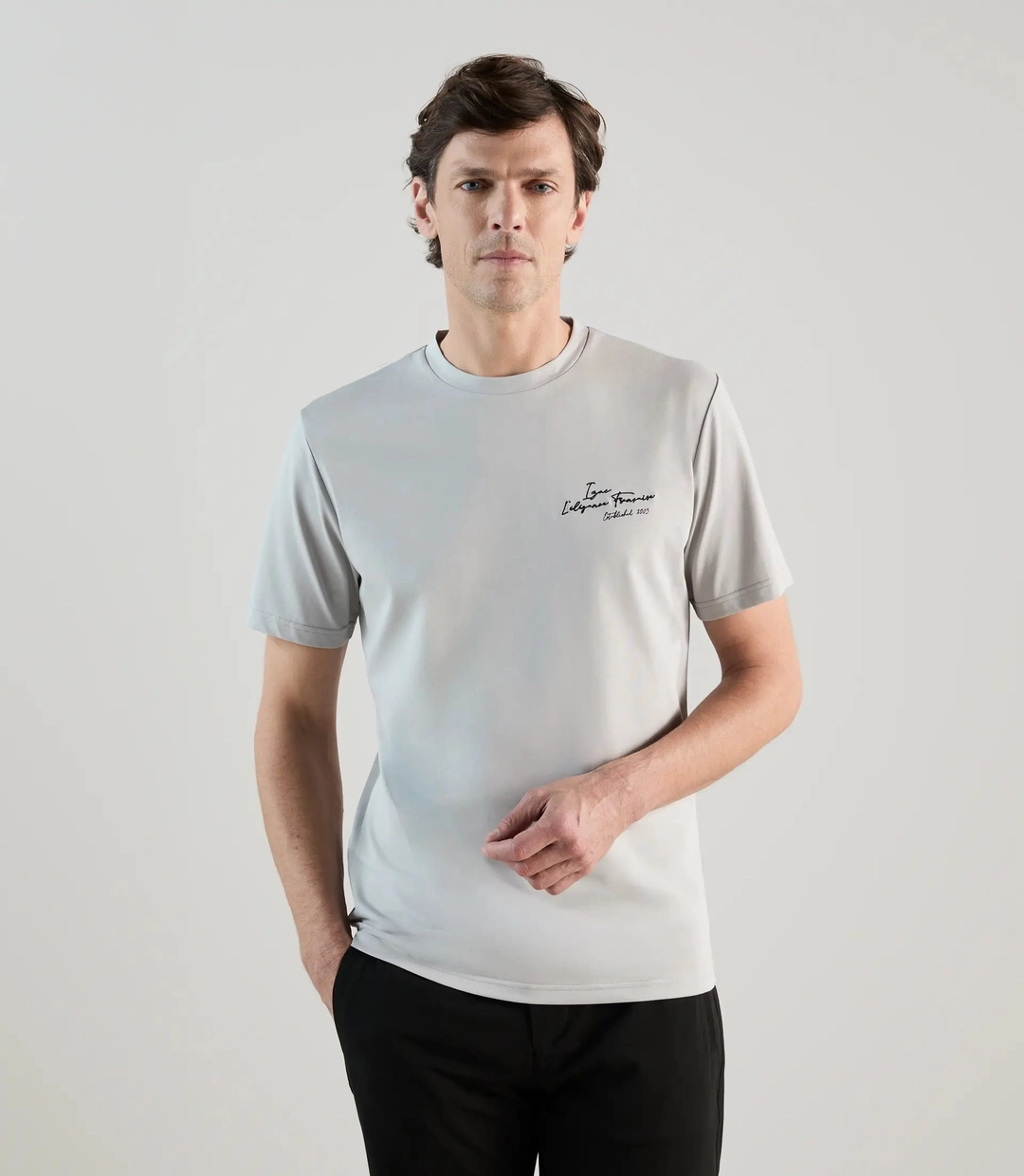 IZAC - T-shirt col rond gris clair