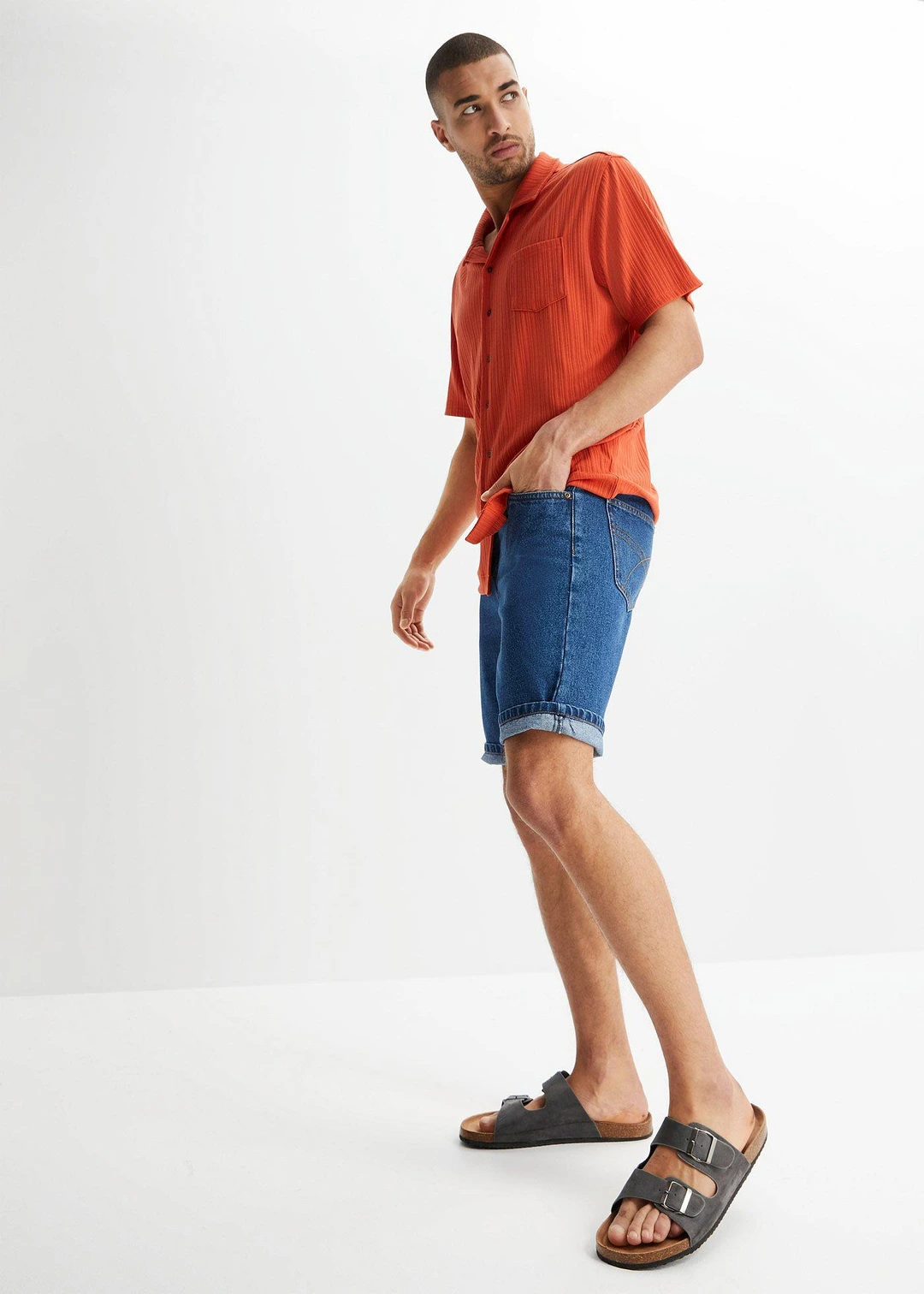 Bermuda classique en jean avec taille élastiquée - 2