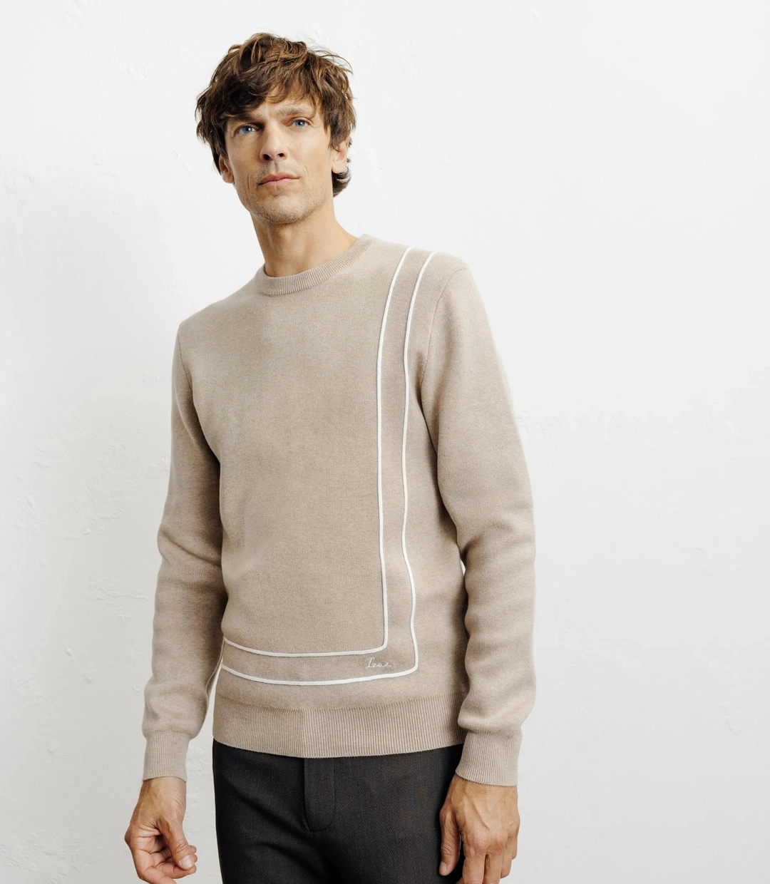 IZAC - Pull col rond fantaisie beige