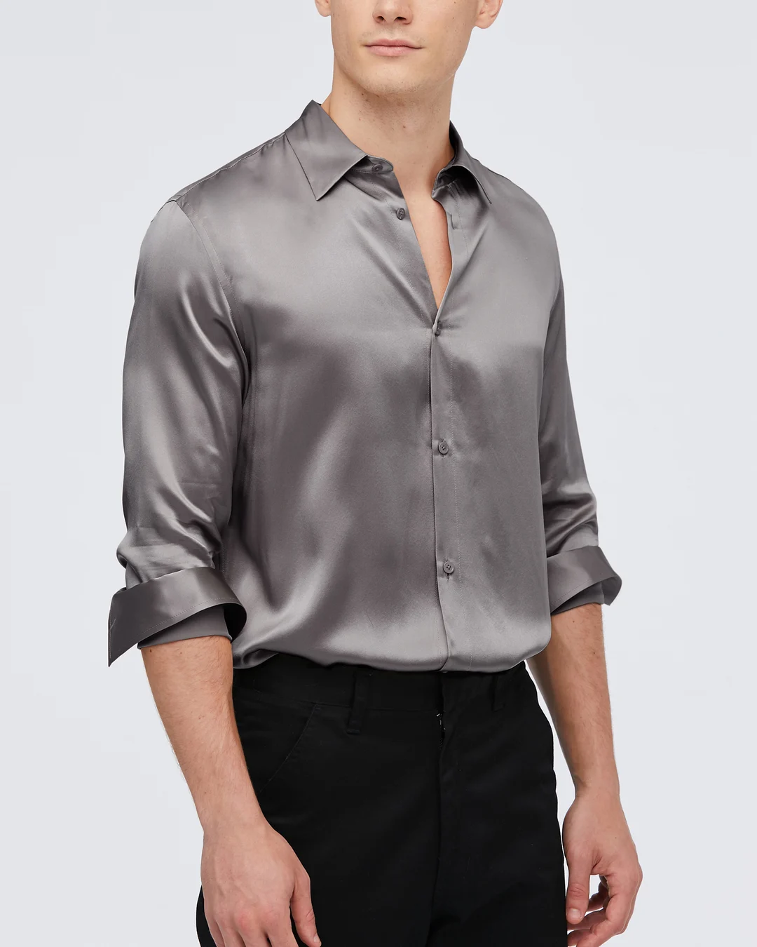 LILYSILK Chemise De Base Pour Homme En Soie De Mûrier Gris Foncé L