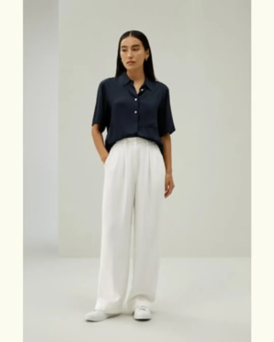 LILYSILK Chemisiers En Soie Poche Latérale Discrète 100 % Soie Double Joe Sophistiqué Et Élégant Style D'Affaires Bleu Minuit L