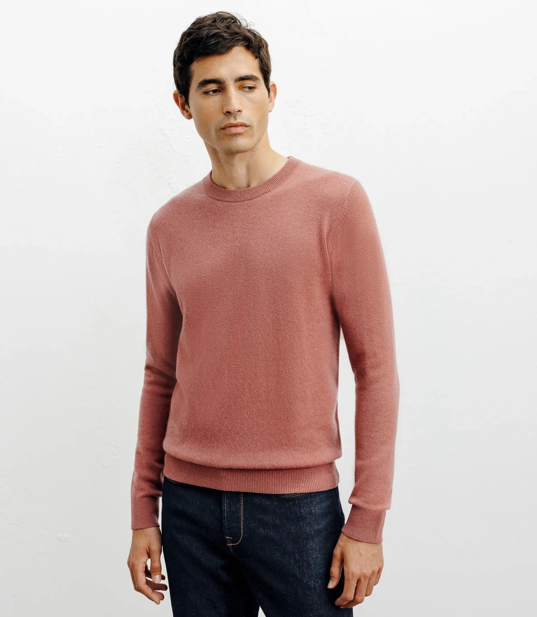 IZAC - Pull col rond 100% cachemire rose
