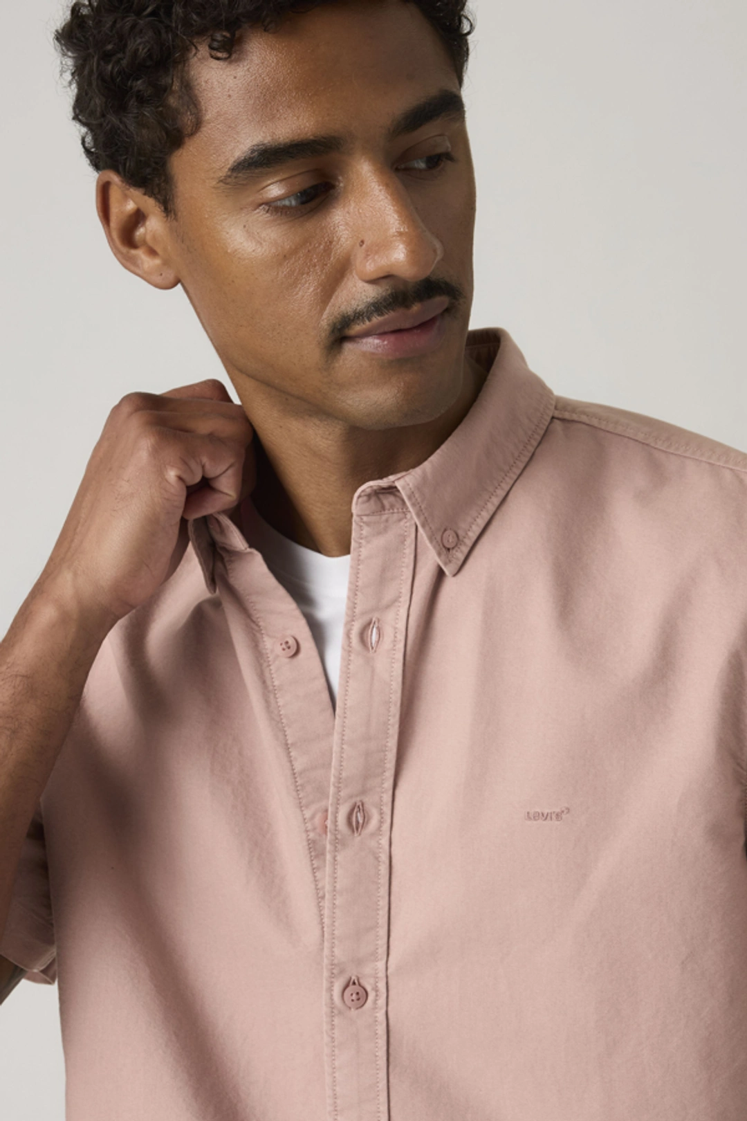 Levi's Chemise Manche Courte Col Boutonné Authentic - Homme - Rose / Woodrose Garment Dye - 2XL - 2