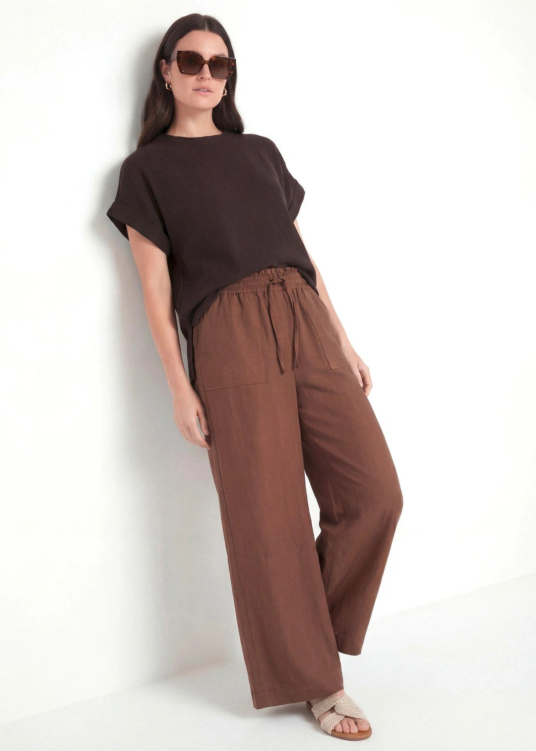 Pantalon large et fluide en lyocell mélangé
