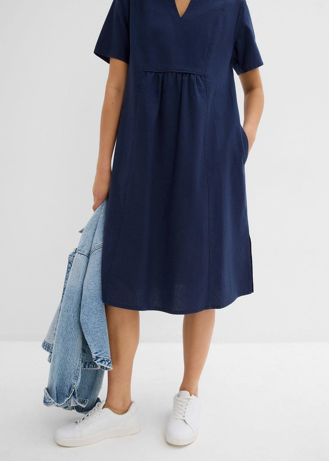 Robe-tunique à poches en lin et coton - 3