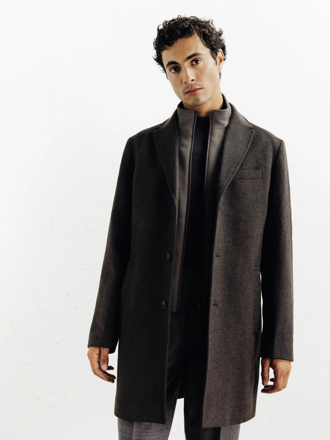 IZAC - Manteau ville à parmenture amovible marron