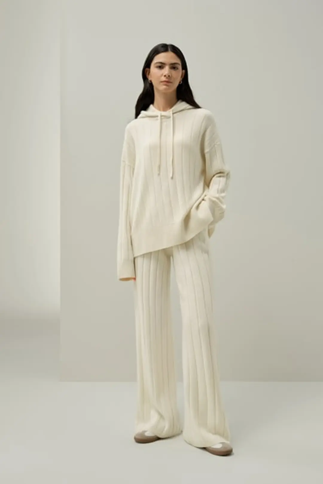 LILYSILK Pantalon Femme Cachemire Jambe Large Élégant et Décontracté Blanc XL