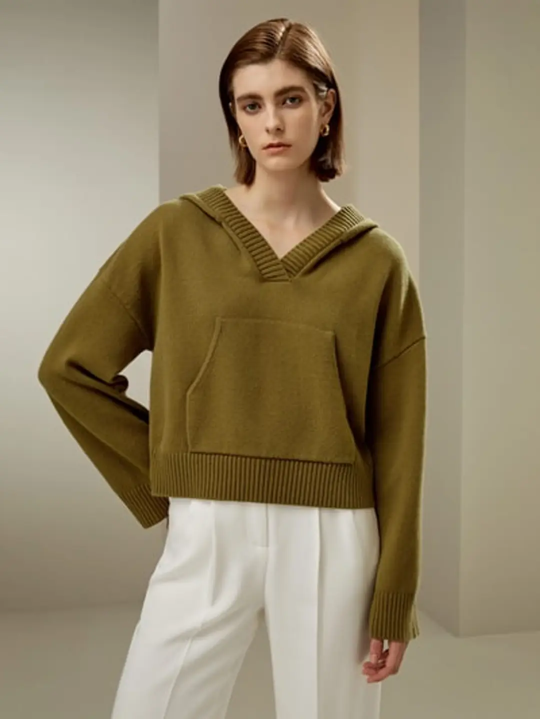 LILYSILK Sweats À Capuche Pour Femmes Poignets Et Ourlets Côtelés Luxueux De Laine Sophistiqué Et Élégant Texture Luxueuse Blanc Xs