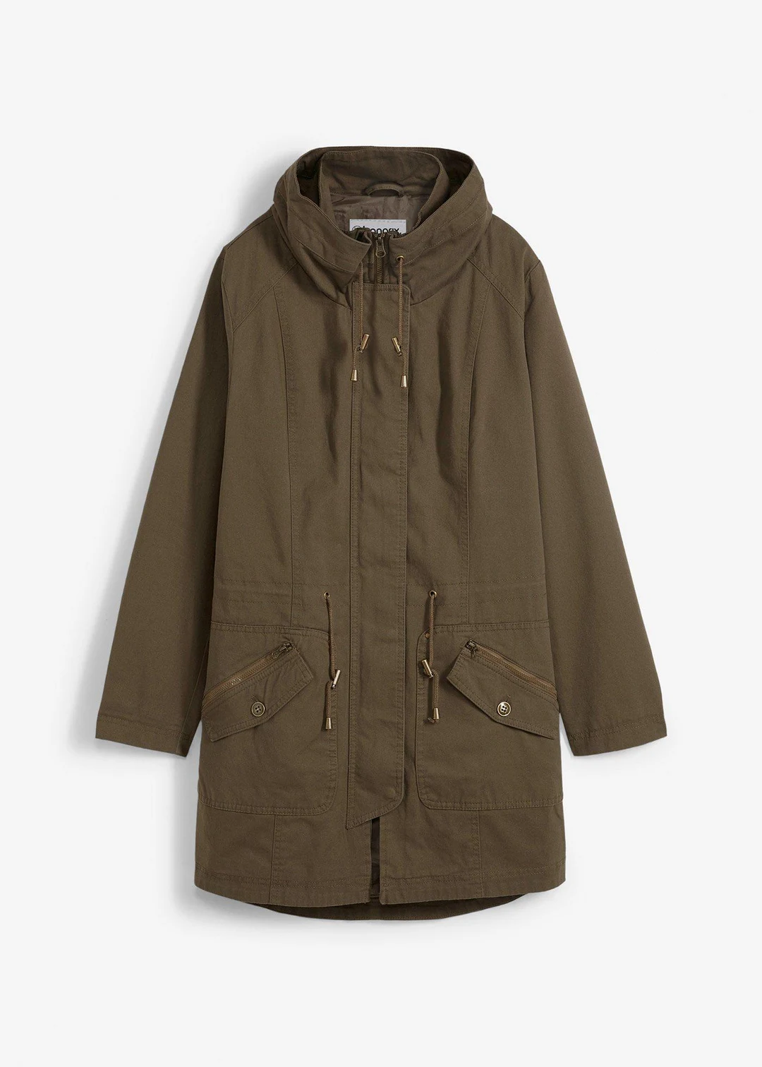 Parka courte en coton à col montant, cintrée