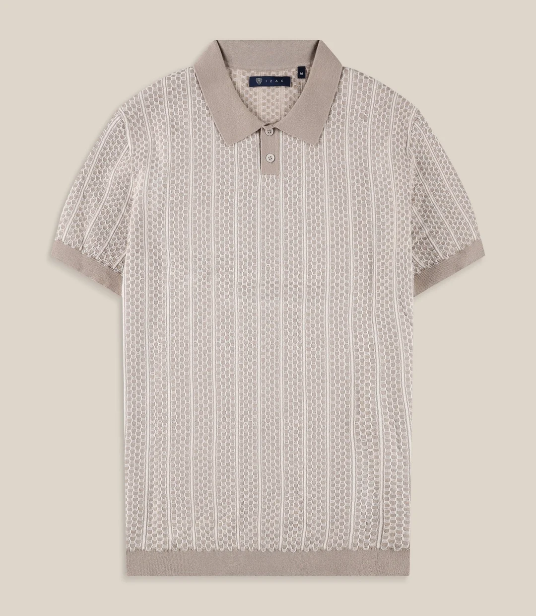 IZAC - Polo en jacquard camel