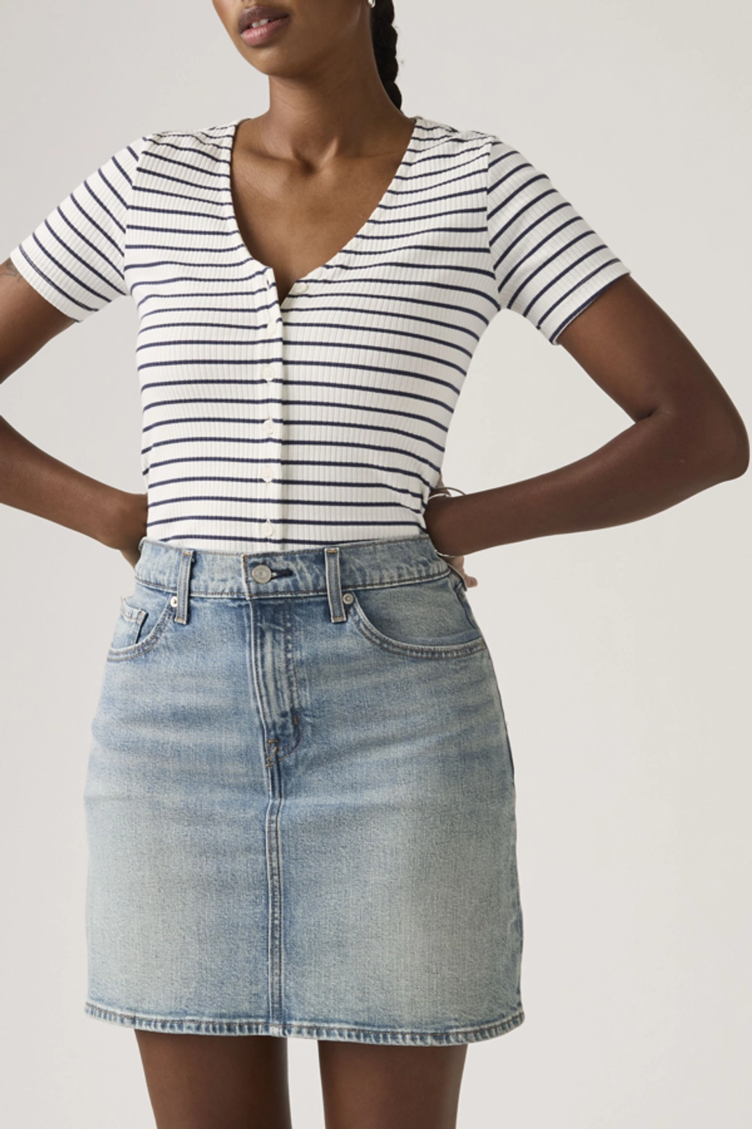 Levi's Jupe Mi Cuisse - Femme - Bleu / Blas Blas - 33 - 2