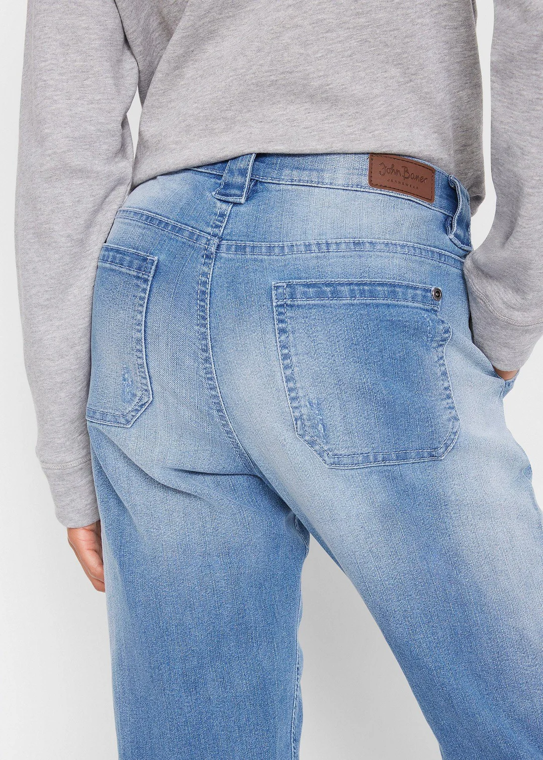 Jean boyfriend taille mi-haute, stretch confort