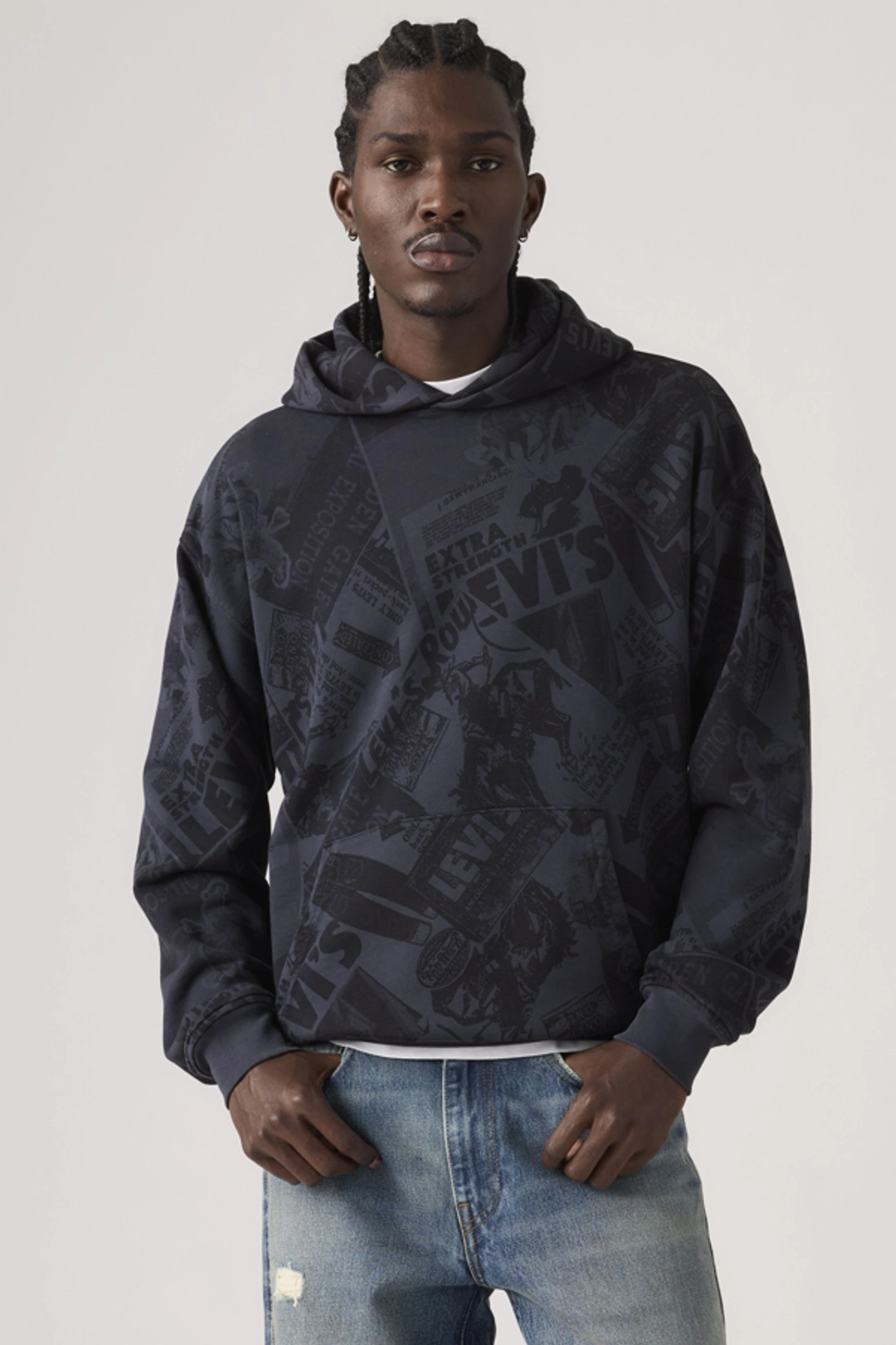 Levi's Sweat À Capuche Graphique Sunset - Homme - Bleu / Cowboy Collage Aop Navy Blazer - XL