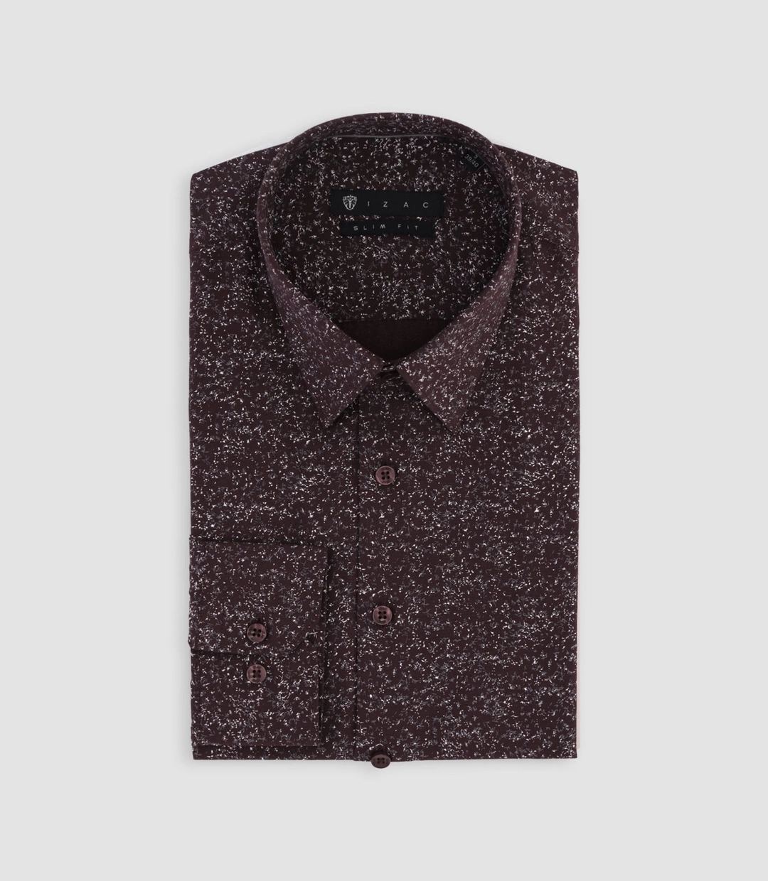 IZAC - Chemise imprimée micro motifs bordeaux et grise PENTI