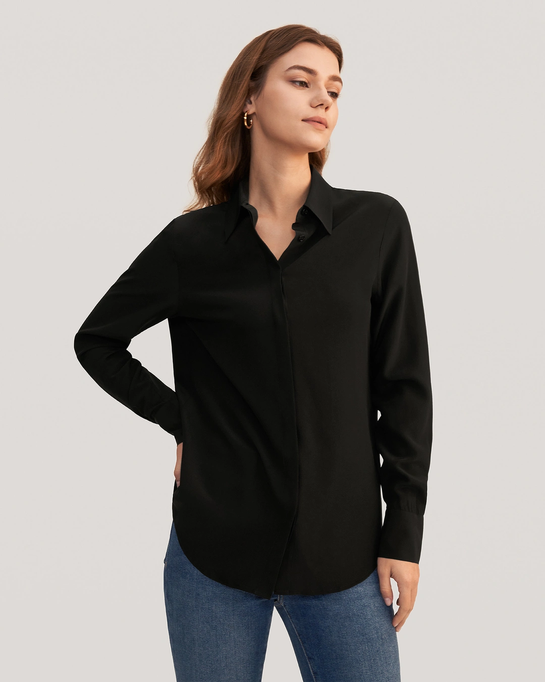 LILYSILK Chemisiers Soie Femme Style De Base Crêpe De Soie, Chemise Basique Léger Et Respirant Chemises Blanc
