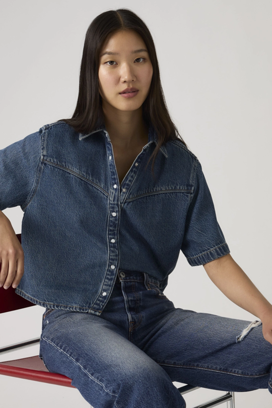 Levi's Chemise Denim Manche Courte Logan - Femme - Blanc / Truth Slip - XS