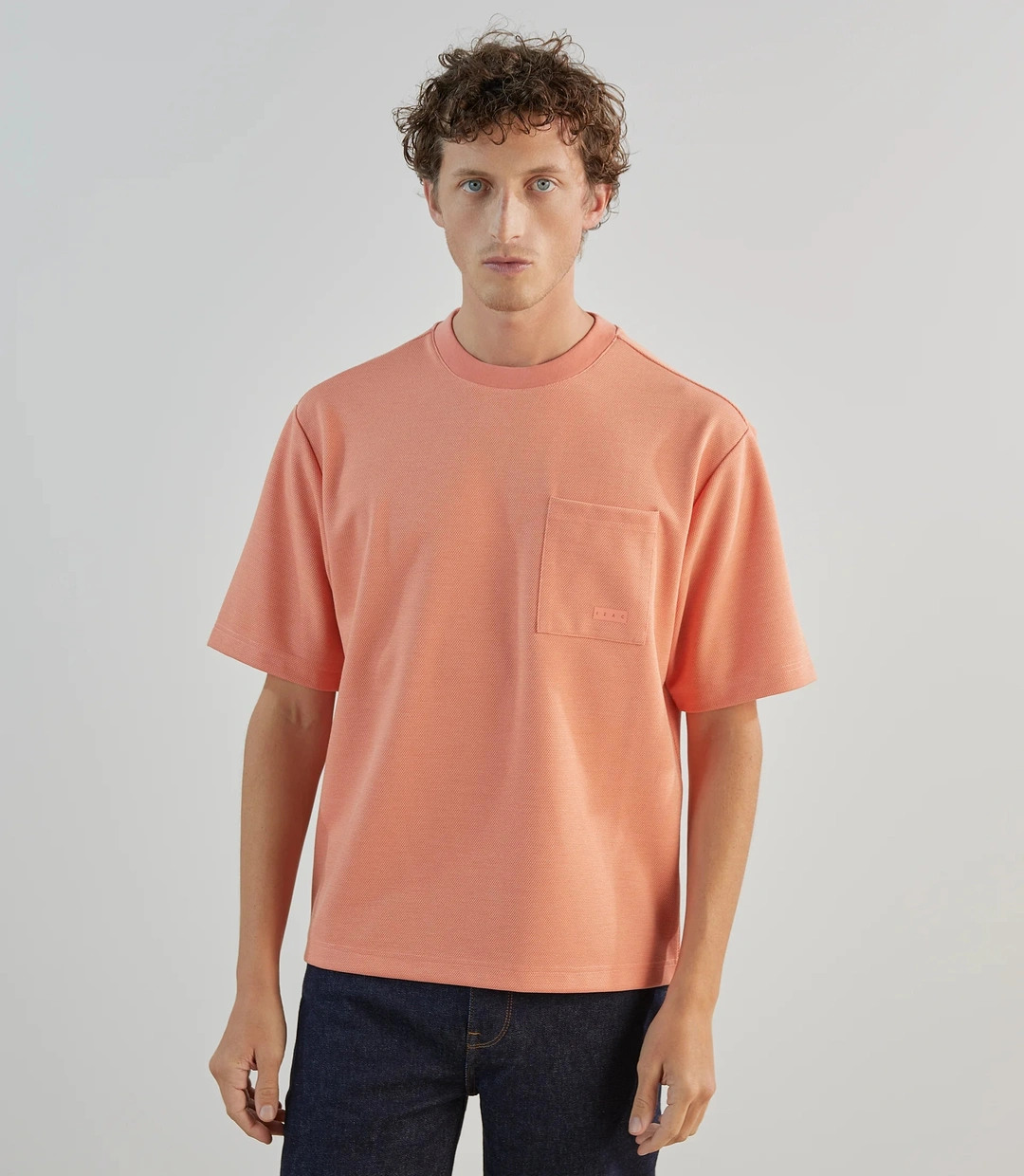 IZAC - T-shirt col rond en jeu de points orange