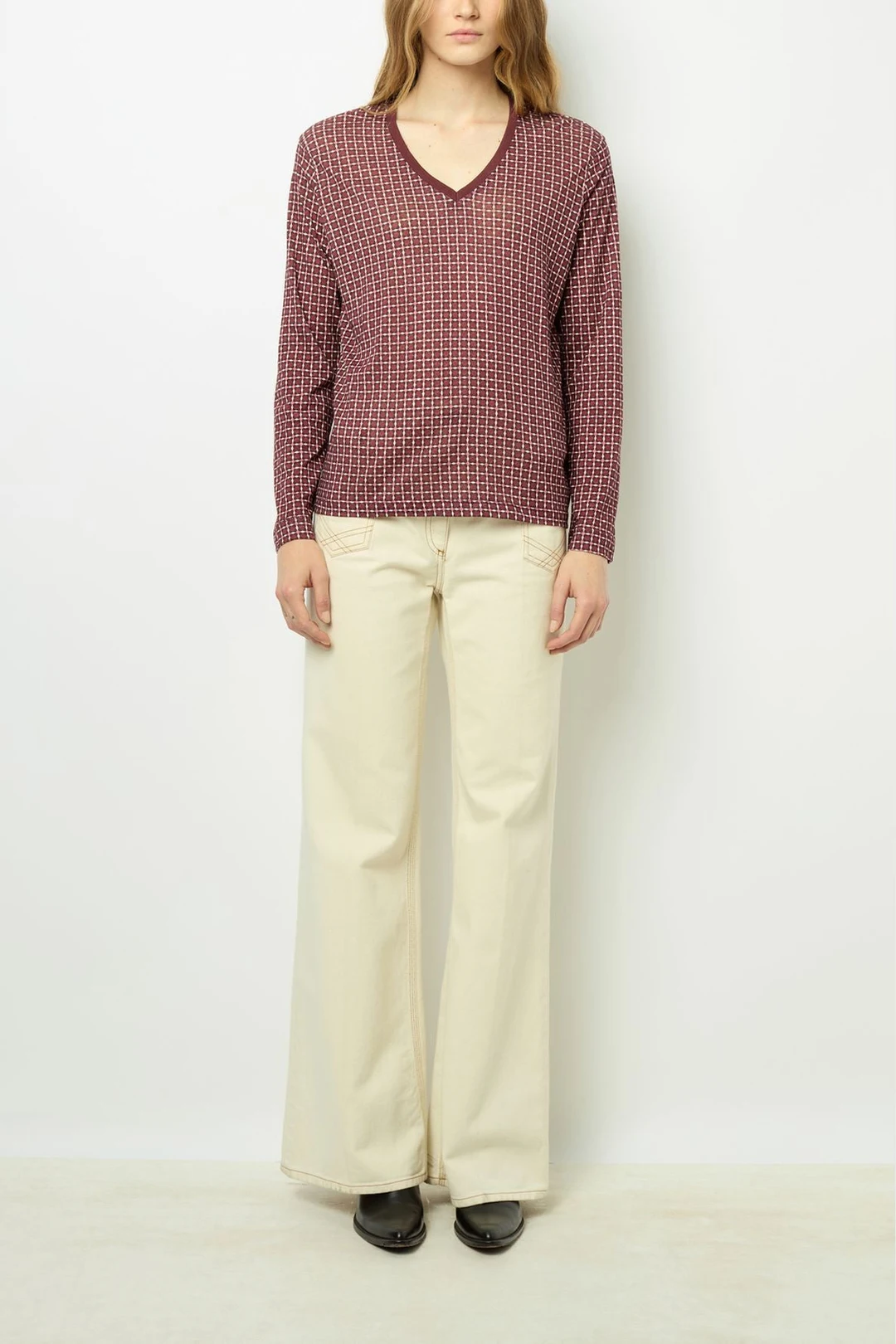 T-shirt imprimé géométrique - AYLA - Bordeaux - 5