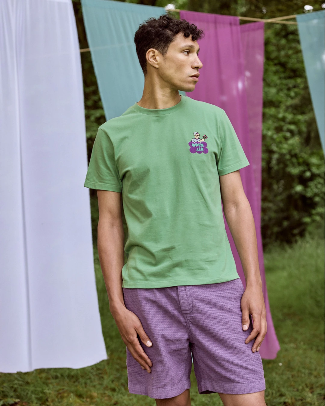 T-shirt imprimé open air vert menthe coton - ARCY