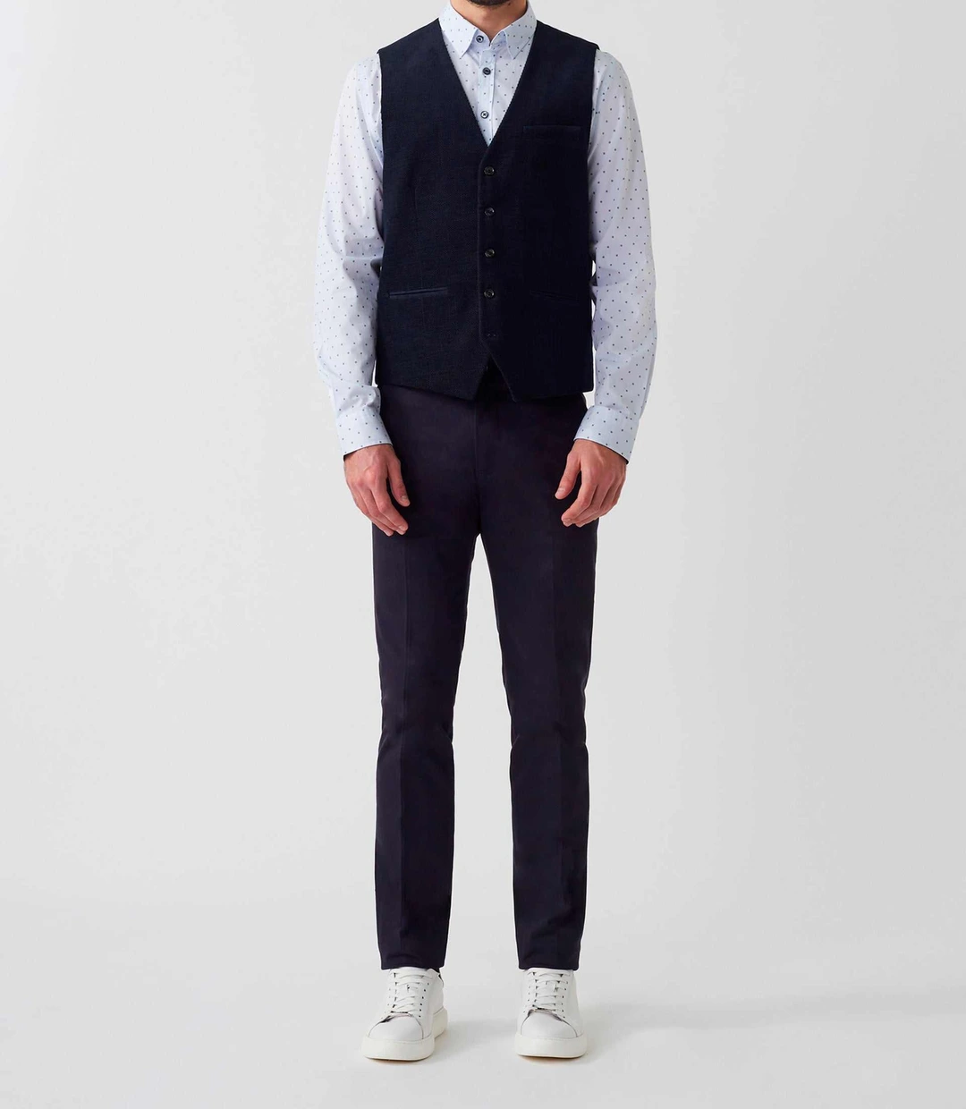 IZAC - Gilet ville velours fantaisie bleu marine ''Orecord''