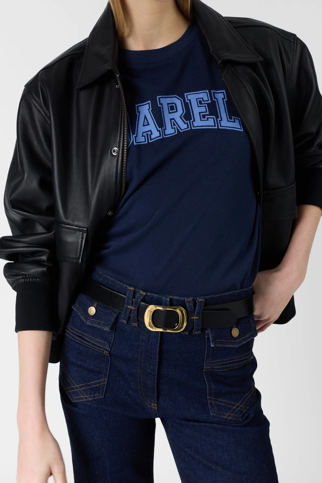 T-shirt en coton à inscription - MELLY - Marine - 3