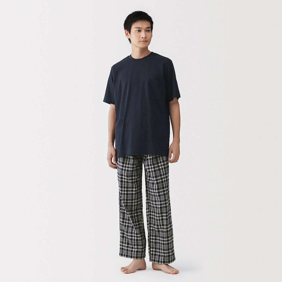 Ensemble d'intérieur avec pantalon en double gaze pour homme