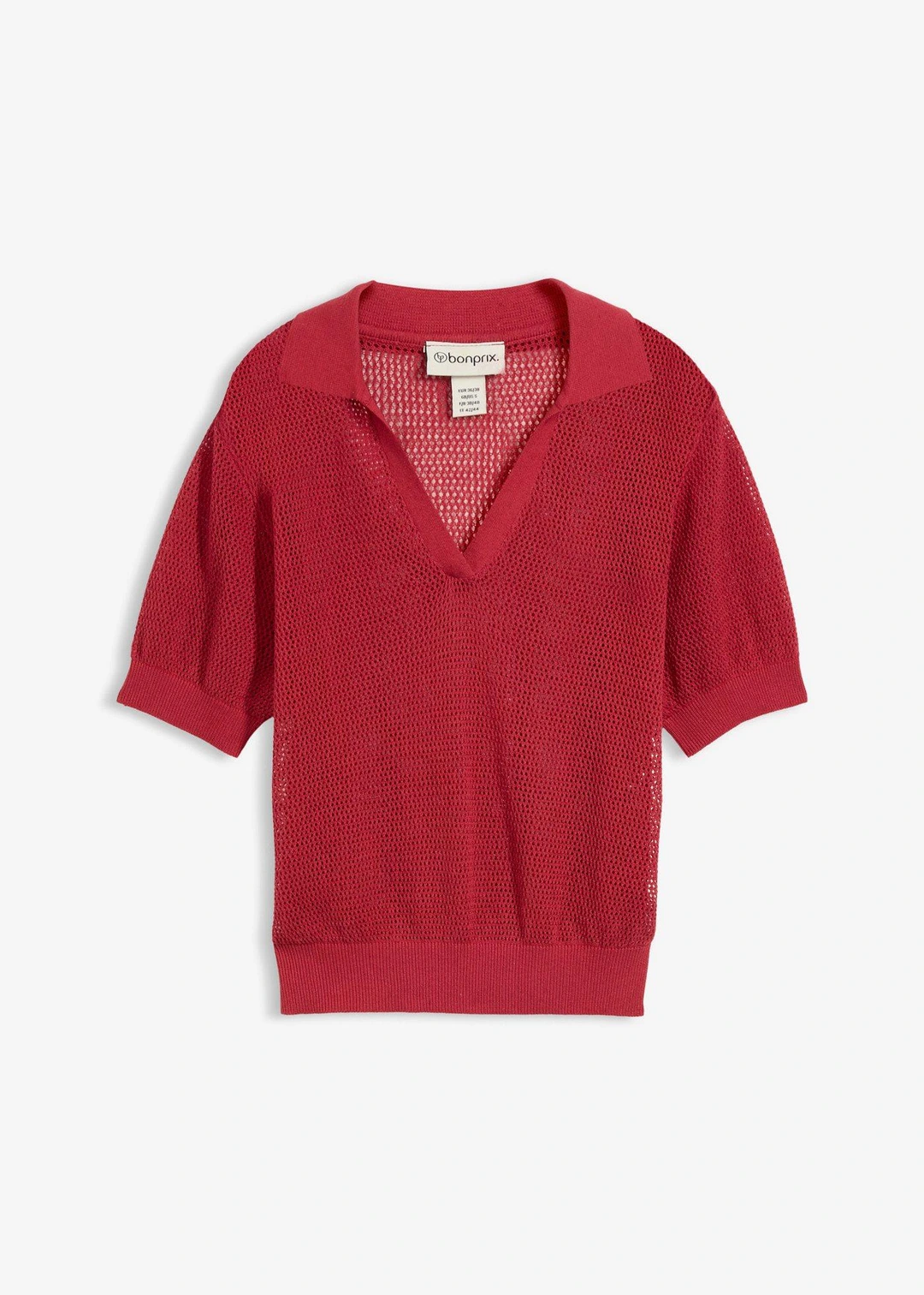 Polo en maille ajourée avec lin