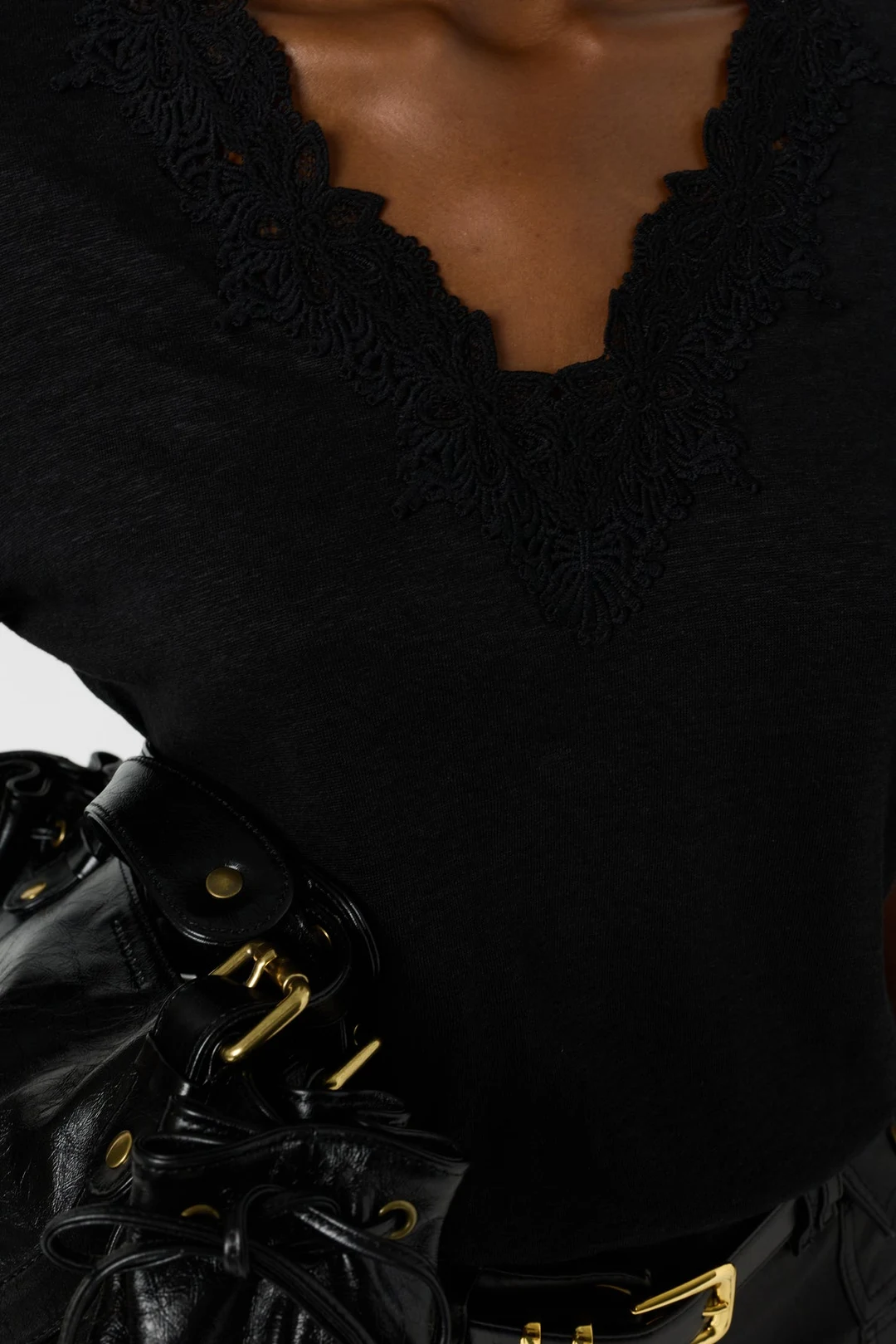 T-shirt en lin à broderies - MAEVANELLE - Noir - 3