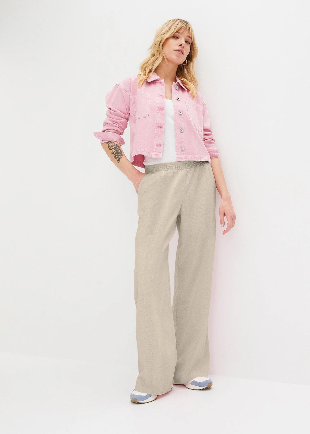 Pantalon palazzo en lin mélangé - 2